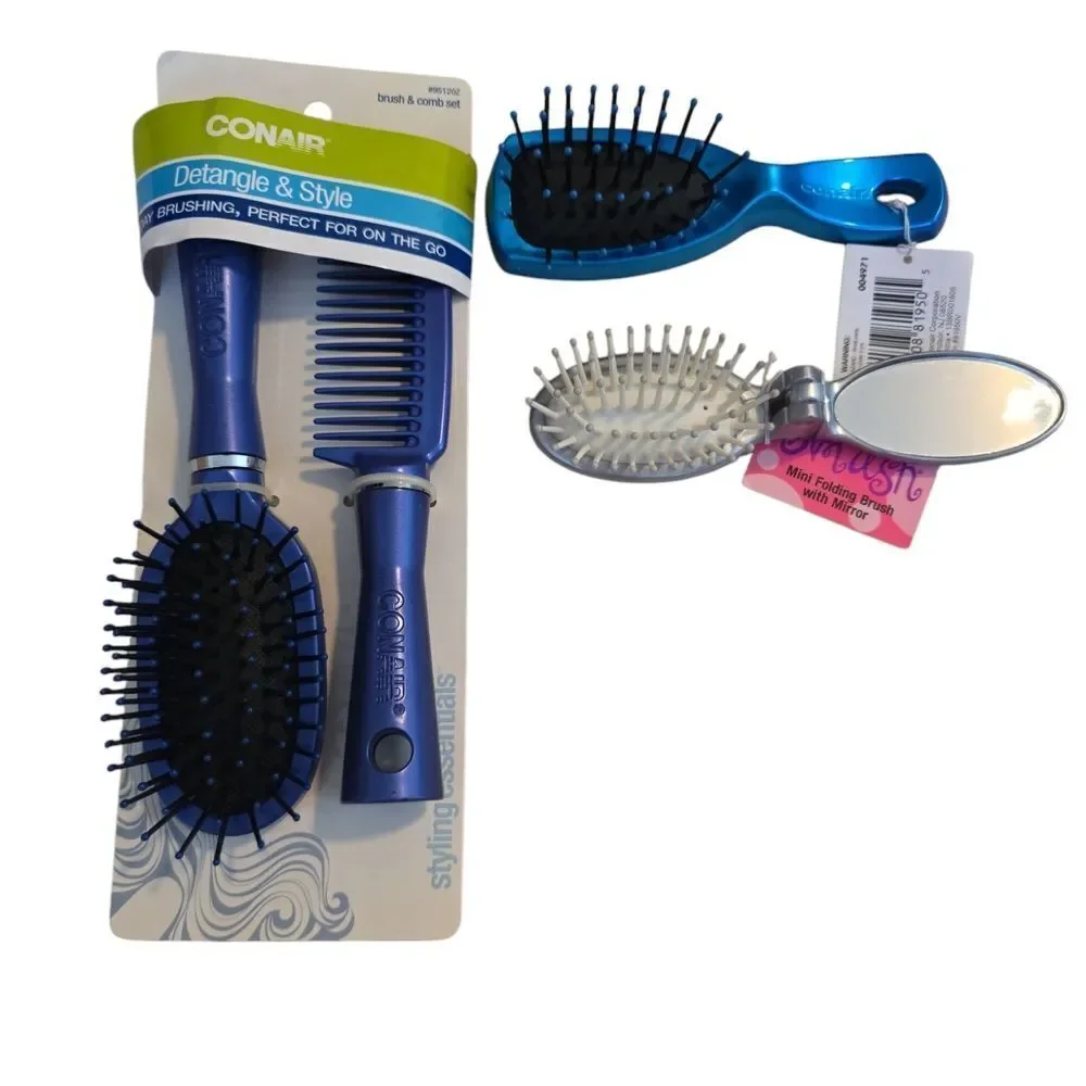 Conair Blue Detangle & Style Brush and Comb Set